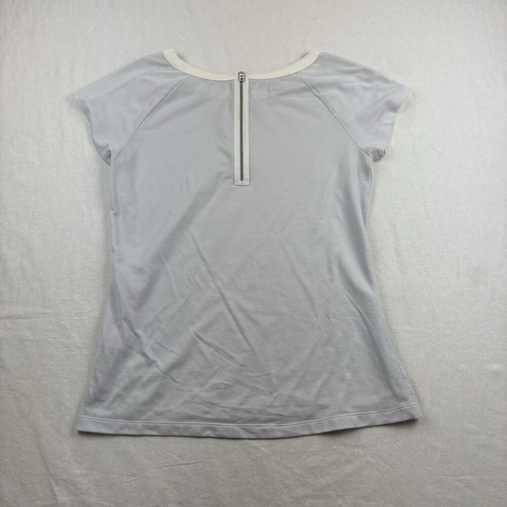 Nike Golf Dri Fit T Shirt Back Zip Womens L Gray Crew Neck Short Sleeve